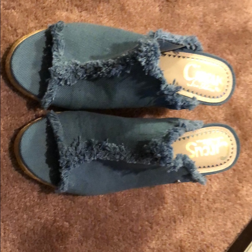 Circus blue frayed heels, NEVER WORN